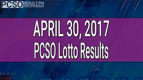 PCSO Lotto Results April 30, 2017 (EZ2, SWERTRES).